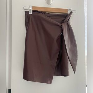 Brown faux leather mini